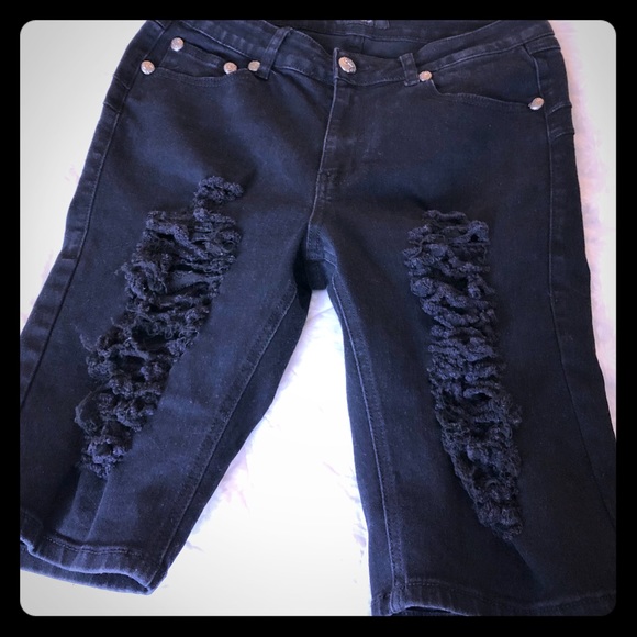 bqb Pants - bqb Distressed Bermuda Jean Shorts